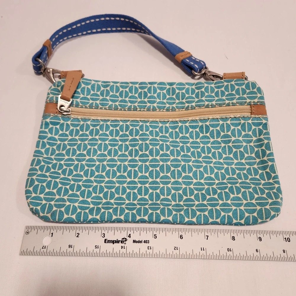 Fossil Canvas Side Zip Bag Turquoise‎ Geometric Pattern 10